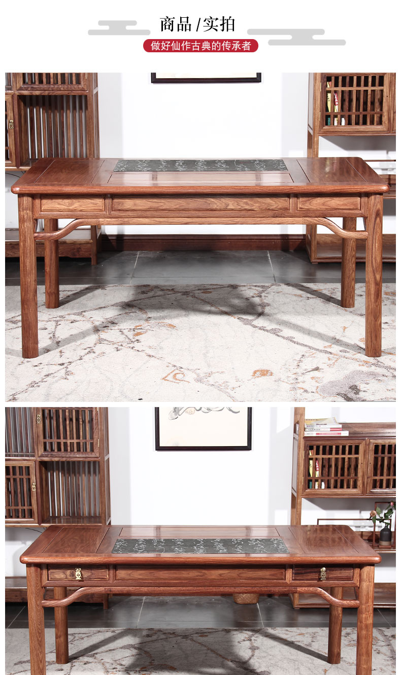 Hedgehog gỗ đàn hương đỏ bảng bảng trà đồ nội thất bằng gỗ gụ trà gỗ cổ Trung Quốc bàn trà bề mặt đá bằng gỗ hồng đơn giản - Bàn trà bàn trà vuông