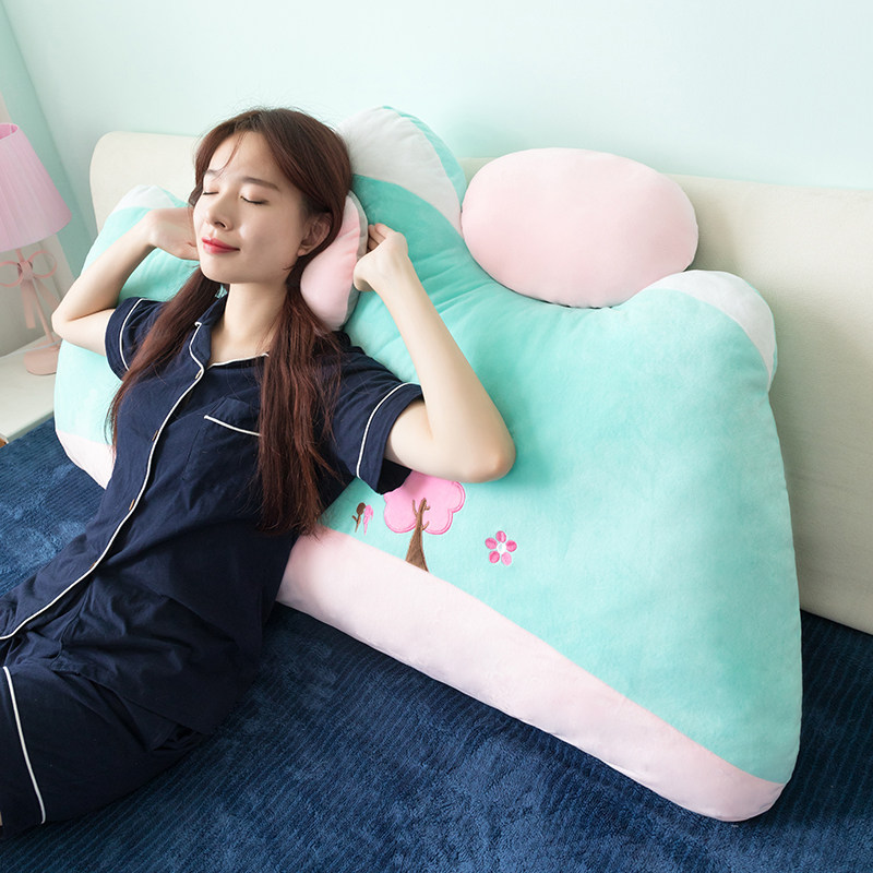Four seasons headboard cushion sofa large backrest soft bag tatami princess bed pillow removable and washable cute pillow