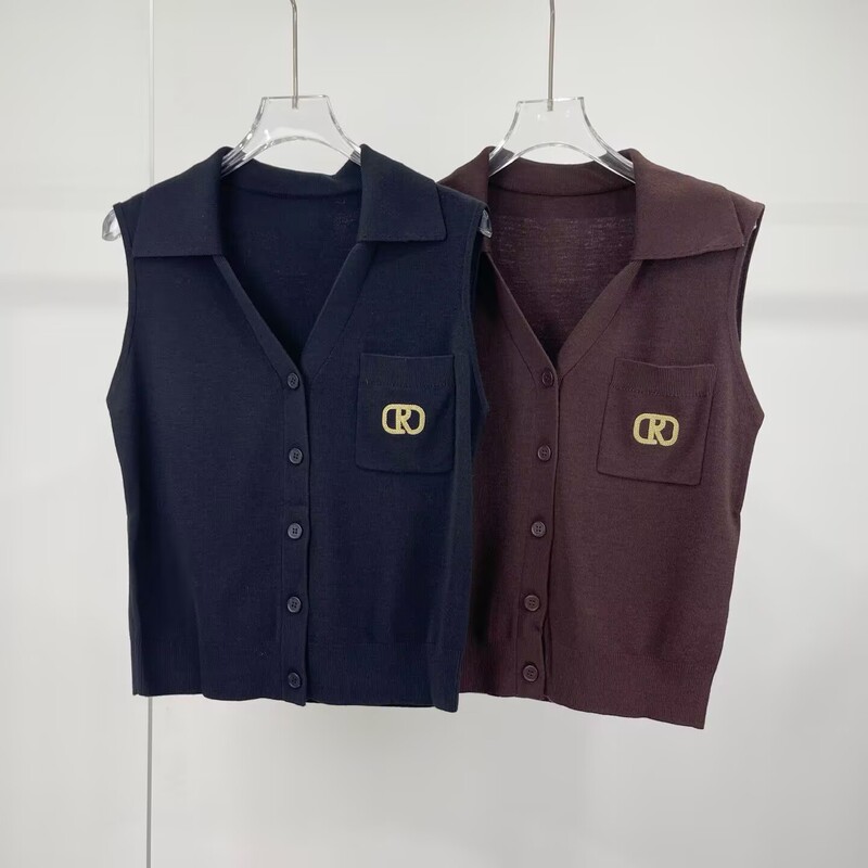 Enos Original Authentic 2025 Autumn Casual V Neck Sleeveless Knitted Cardigan Vest Women's Top Ar803029