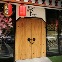 Old elm zen folk farmhouse courtyard courtyard door Log antique Chinese solid wood door panel wooden door customization