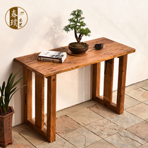 Old elm solid wood entrance table Living room partition wall table table for table New Chinese antique case God of wealth incense case