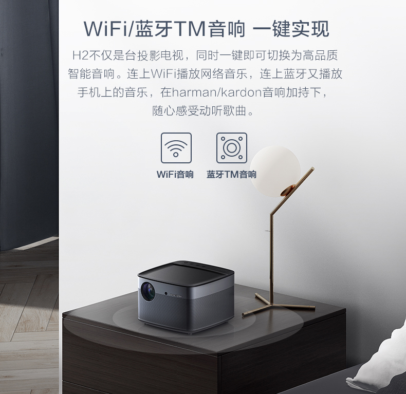 Máy đo cực lớn không có màn hình TV H2 HD máy chiếu gia đình nhỏ thông minh Máy chiếu gia đình không dây 1080P - Máy chiếu