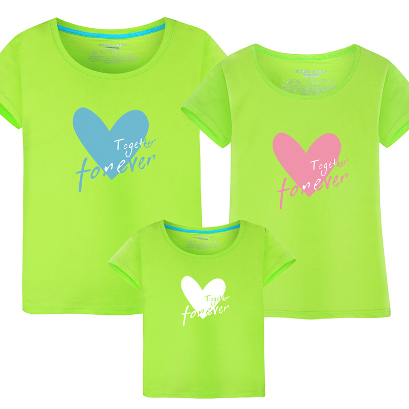 Bé trai và bé gái màu cam ngắn tay áo thun cotton yêu cổ tròn nửa tay áo mẫu giáo cho bé xem phim hoạt hình dễ thương 8 mẹ áo thun đẹp cho cả nhà