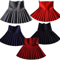 Girls New Years Day performance Pleated Red Black gray navy blue skirt fashion foreign style Joker high waist half skirt skirt umbrella skirt