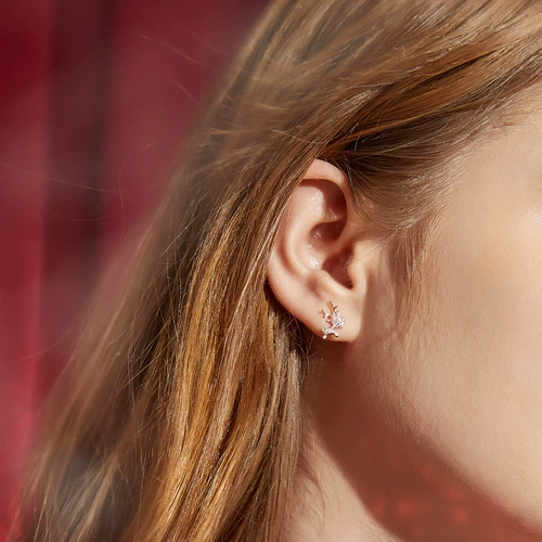 Модные серьги, маленькие золотые рождественские клипсы, серебро 925 пробы, 14 карат, розовое золото