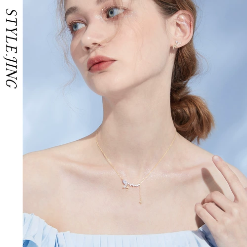 Ожерелье, небольшая дизайнерская цепочка до ключиц, стиль, серебро 925 пробы, тренд сезона, 2021 года