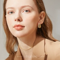 Металлические модные изогнутые серьги, стиль, серебро 925 пробы, золото 14 карат