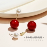 Серьги, искусственные клипсы из жемчуга, стиль, серебро 925 пробы