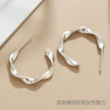 Серьги, модные матовые клипсы, стиль, серебро 925 пробы, золото 14 карат, простой и элегантный дизайн