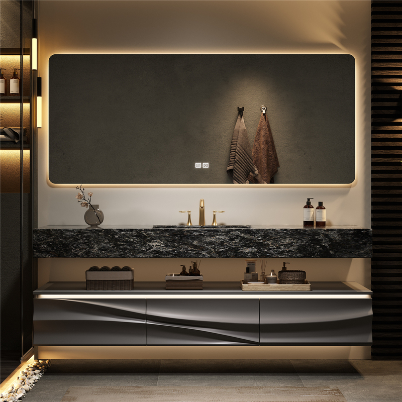 Platinum Diamond Natural Luxury Stone Hotel-Style Bathroom Cabinet Combination Integrated Washbasin Sink Cabinet Platinum Diamond Natural Luxury Stone Hotel-Style Bathroom Cabinet Combination Integrated Washbasin Sink Cabinet