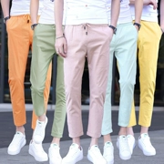 Mùa hè 2019 quần nam màu thun đàn hồi màu kẹo giản dị 9 điểm quần lọt khe chân Hàn Quốc phiên bản 9 điểm hoang dã - Crop Jeans