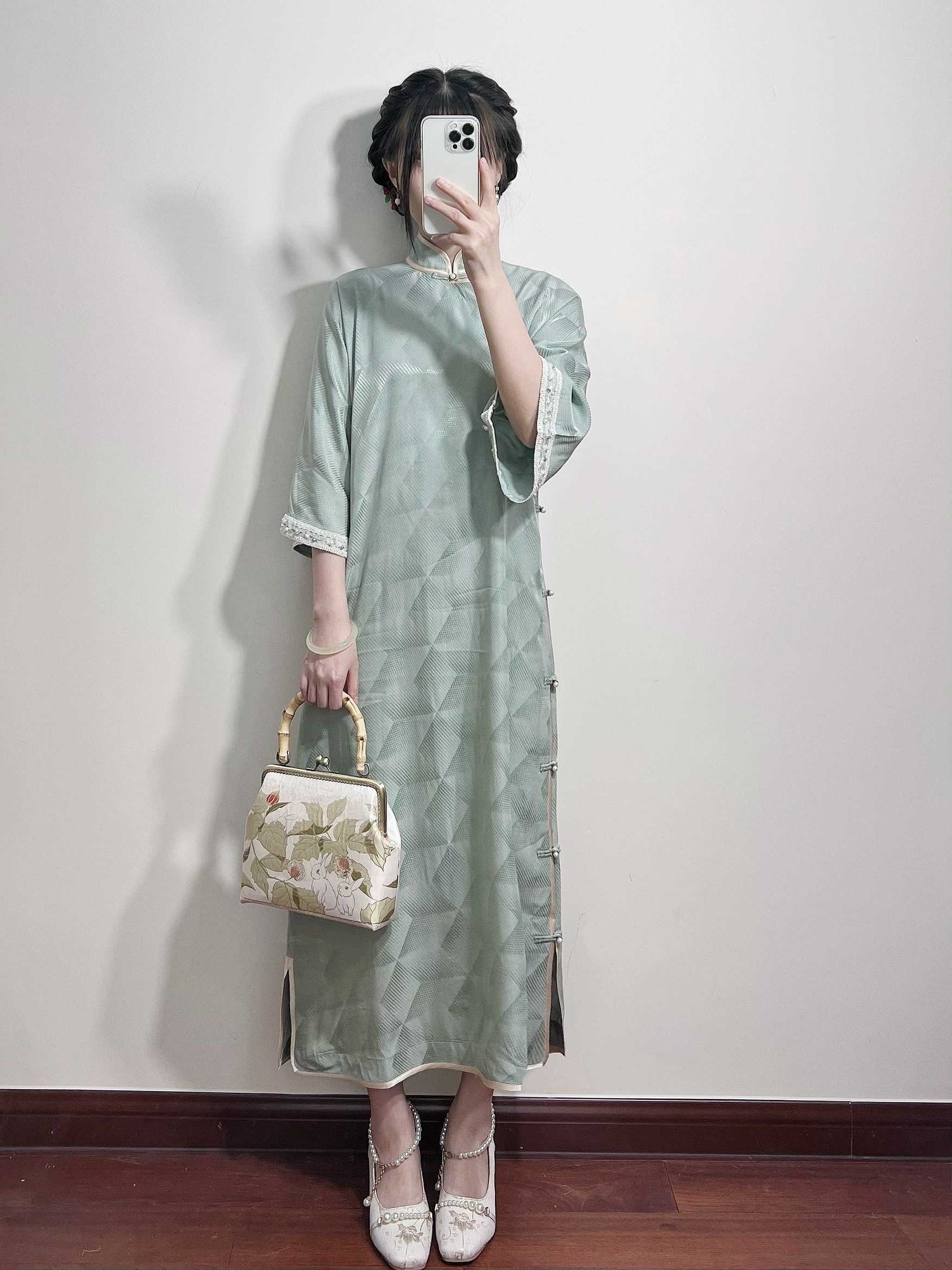 The Xi workshop on 20s inverted large sleeves full opening of the ancient Republic of China Relaxed Qipao's long version of ancient law Pingdressmaking