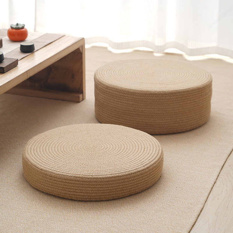 Jute Futon Cushion Bedroom Tatami Mat Japanese Meditation Cushion Zen Meditation Mat Worship Mat Hemp Rope Home-Use Seat Cushion