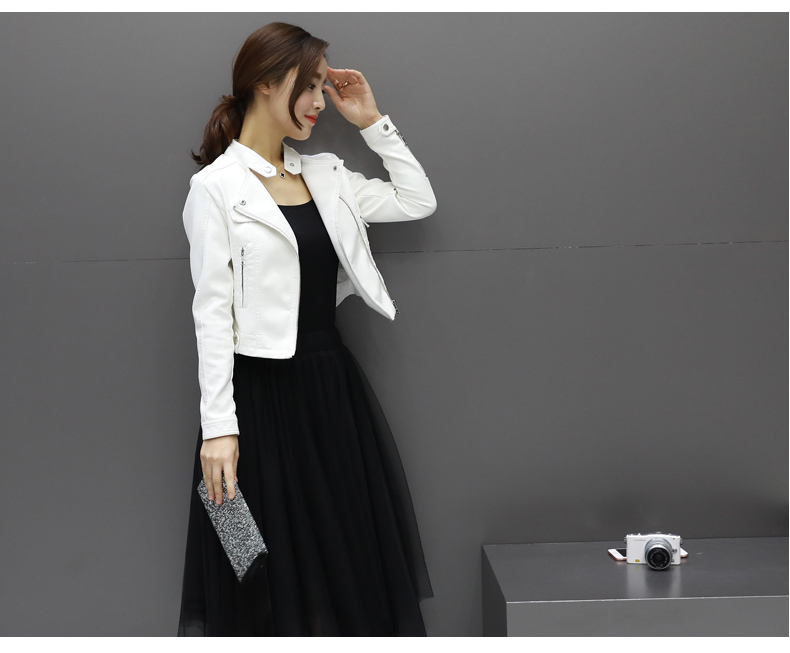 Đặc biệt hàng ngày phụ nữ mới da trắng hồng ngắn Short áo khoác mùa xuân và mùa thu da pu đầu máy phiên bản Hàn Quốc của chiếc áo khoác nhỏ áo khoác da thật