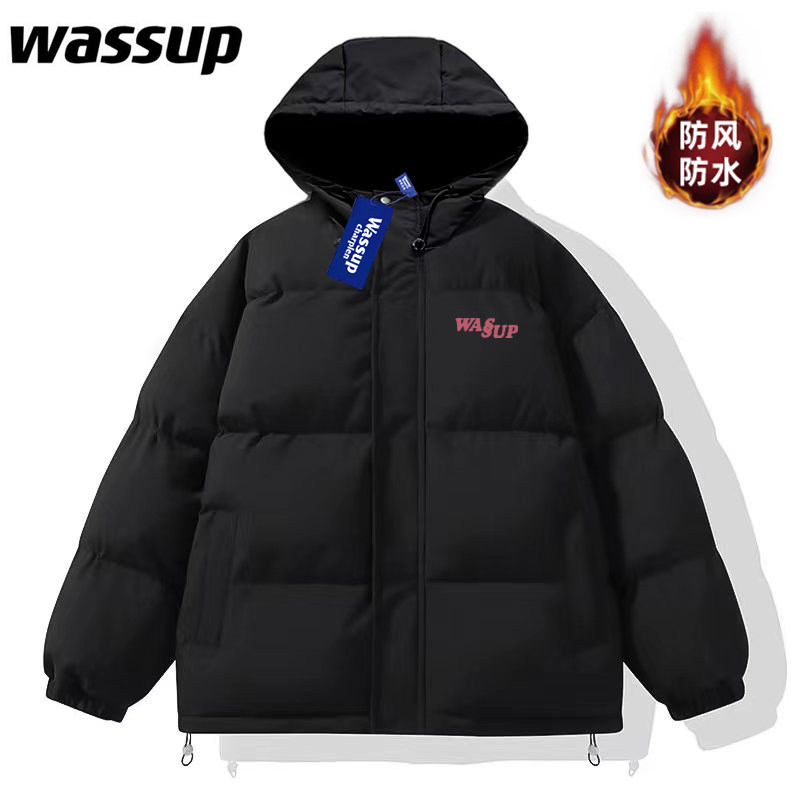 Флагманский магазин WASSUP, мужская и женская стеганая куртка с капюшоном, зимняя универсальная плюс бархатная теплая парная стеганая куртка, стеганая куртка-пуховик