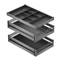 Suning pull basket kitchen cabinet bowl basket double drawer type cupboard aluminum alloy bowl kitchen cabinet dish kitchen cabinet rack 2324