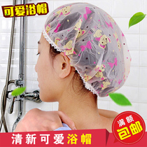 South Korea Cute Cartoon Waterproof Bath Hat Fashion Adult Lady Bath Hat Enlarge Thickened Printed Hair Care Cap