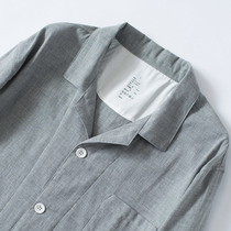 Export to Japan Foreign Trade men Japanese Spring and Autumn long sleeve solid color striped cotton double yarn pajamas home clothing