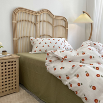 Class A mother and child light soft antibacterial double-layer gauze cotton printed four-piece breathable nude sleeping bedding