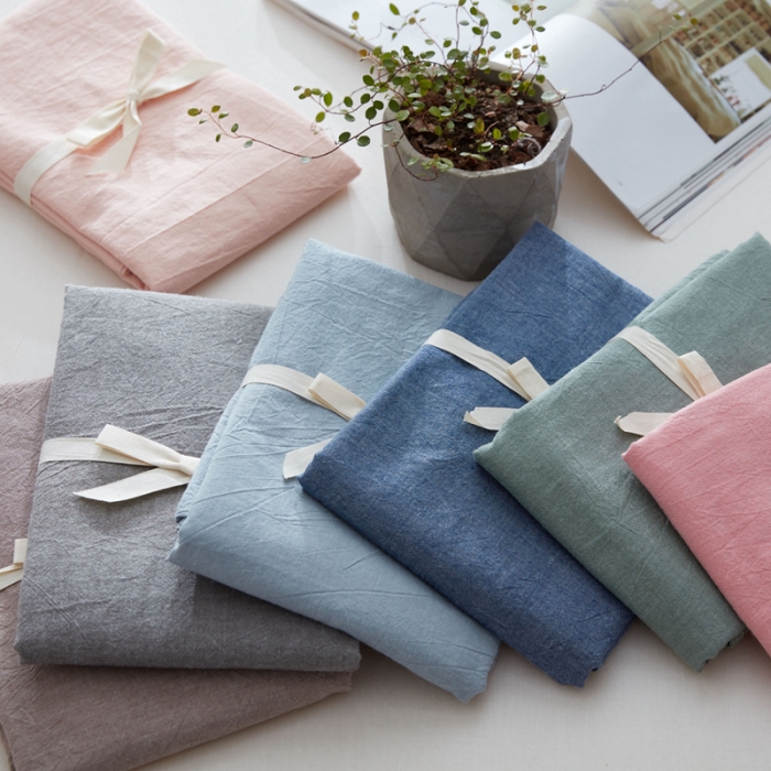 Full Cotton Pure Color Pillowcase Single color minimalist Japanese style washed cotton pure cotton pillow headgear 48 * 74 for a pair of 2