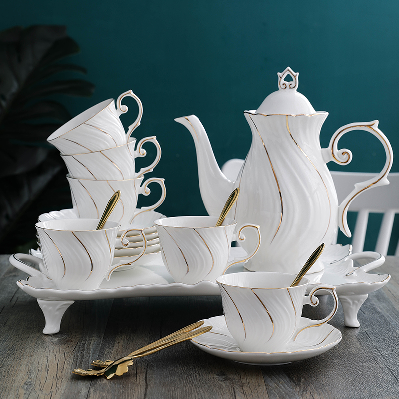 English-style Afternoon Tea Tea Set Group Brief Home Elegant European-style Coffee Cup Suit Modern Light Lavish Teapot Tea Cup