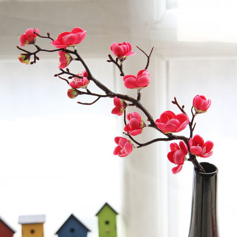 Single-branch simulation plum blossom branch Ramei fake flower silk flower Chinese Lujia Living room with flower arrangement wedding decoration pendulum piece