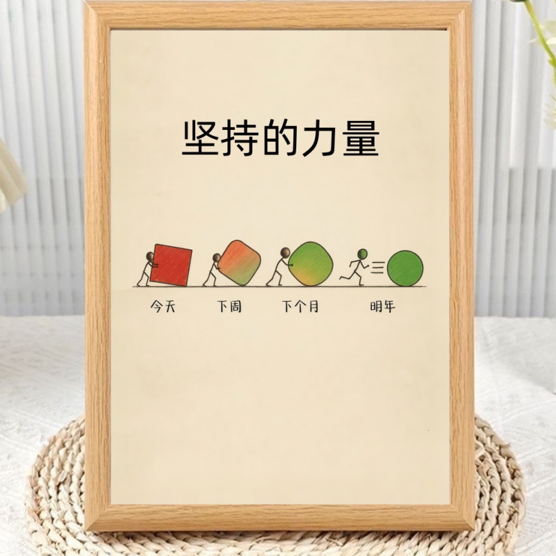 The Power of Persistence, Inspirational High-Energy Photo Frame Display, Room Decoration, Gift for Children to Learn to Persevere, Desktop Ornament