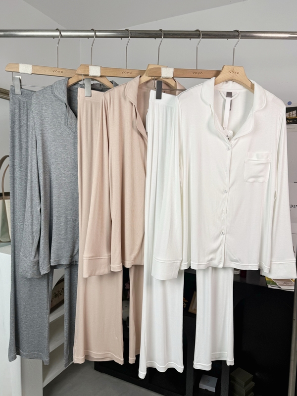 Zhizao Light Luxury! Kim Kardashian Style Modal Pajamas Long-Sleeved Long Pants Loungewear Pajama Set for Women