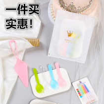 Disposable Rectangular Paper Tray Knife Fork Dish Cake Cutlery Dinner Plate Birthday Suit Pan Fork Combined Hand Three-in-one