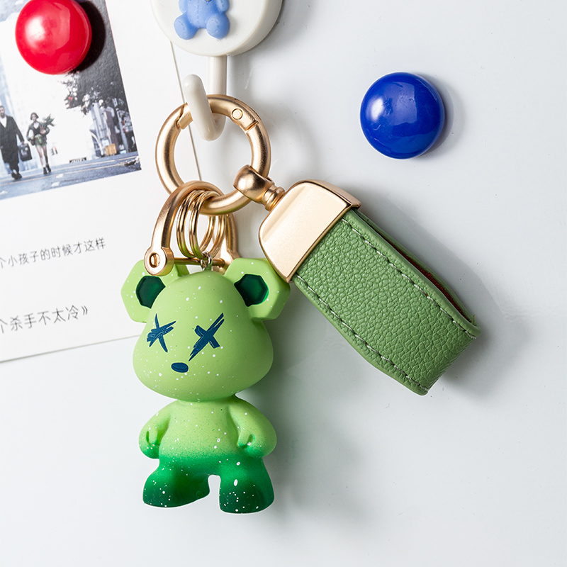 Gradient Dragon Bear Small Fresh Key Button Pendant Car Chain Ring Ring Male Lady Delicate School Bag Hanging Accessories Rope Trinket Trinkets-Taobao
