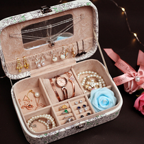 Jewelry box storage box net red earrings earrings necklace ring bracelet large capacity princess European style jewelry box