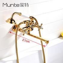  Monte light luxury personality brass in-wall single shower bathtub faucet double handle double control extended spout 22cm