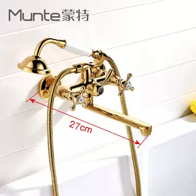 Monte light luxury personality brass in-wall single shower bathtub faucet double handle double cut extended spout 22cm