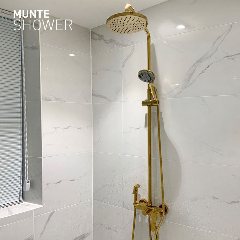 Light Extravagant Bathroom Makeup Room Gold swivel with lifting thermostatic shower SHOWER HEAD Wall-mounted Wall Style