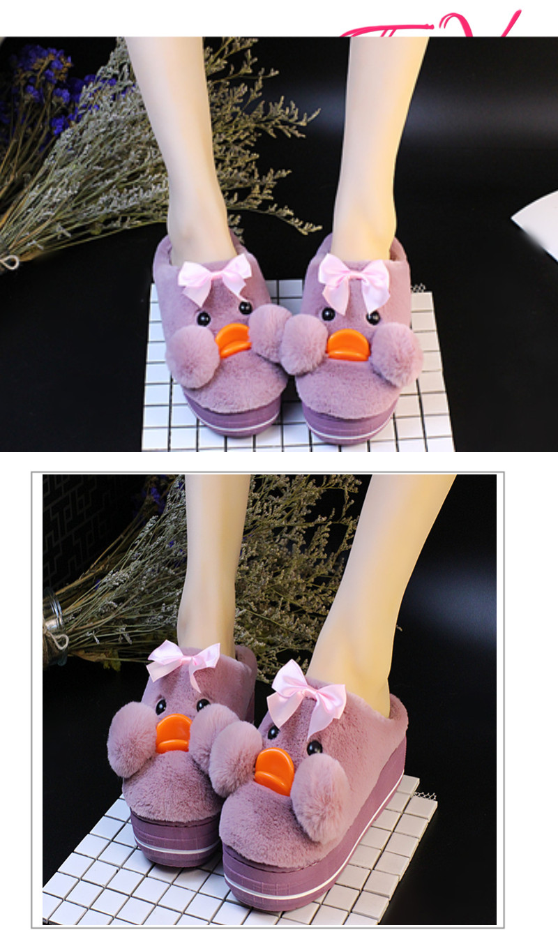 Dép cao gót cotton nữ mùa đông phim hoạt hình dày đế nhà chống trượt tóc kéo trong nhà ấm giày lông tháng dép đẹp nữ