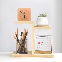 Office desktop storage rack home space-saving simple storage box wooden shelf creative solid wood multi-layer shelf