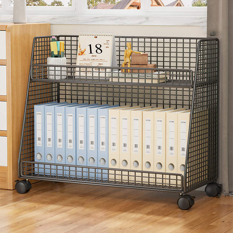 Desk Storage Rack, File Organizer, Floor-Standing Under-Desk Storage Cabinet, Movable File Rack, File Storage Box with Wheels, Document Organizer, File Folder, A4 Paper Layered Bookshelf, Small Cart