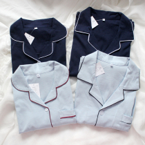  New knitted cotton pure cotton lovers long sleeves long pants men and womens home clothes suit cardiovert