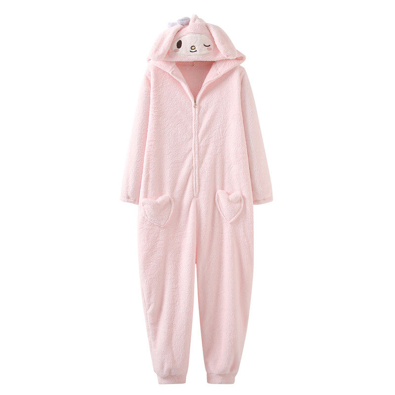 Multicolor cartoon shape cute coral fleece hooded jumpsuit homewear pajamas autumn and winter women's models