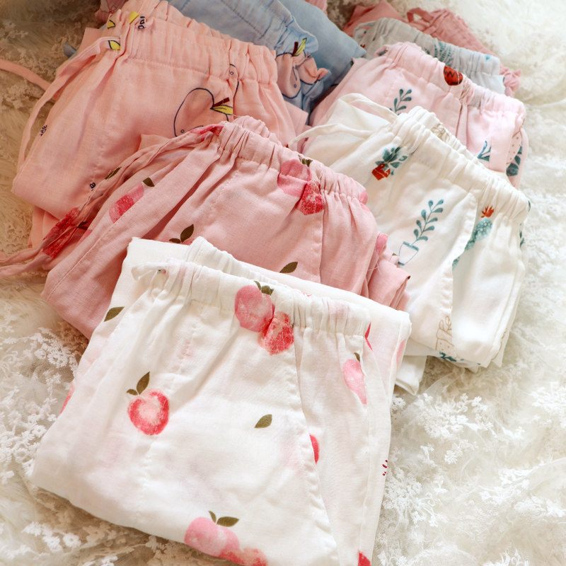 2 pieces of welfare money Pure cotton cloth Breathable Thin multicolored sleeping pants Home Pants Spring And Autumn ladies