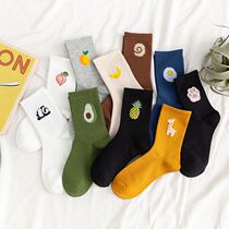 Buy 5 Double Bull Oil Fruits Women Socks Lady College Wind Cotton Pile Socks Women