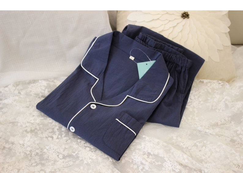 Cặp vợ chồng mới mẫu nam và nữ giặt đồ cotton dài tay quần pyjama thiết lập dịch vụ tại nhà mùa xuân và mùa thu