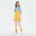 2020 Aiju Rabbit Summer Sản phẩm mới Phong cách nữ đại học Flanging Foot Texture Nút Bib - Cộng với kích thước quần áo