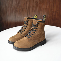 Plus hair~ withdrawal cabinet~ Buffalo leather couple Martin boots 2020 winter warm lace-up leather flat boots cotton boots