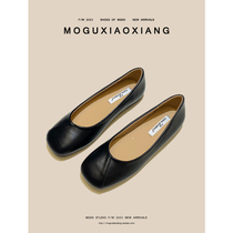 (MOGU small elephant) 2023 New autumn splicing round head shallow mouth soft bottom minimalist wearing flat bottom single shoe woman