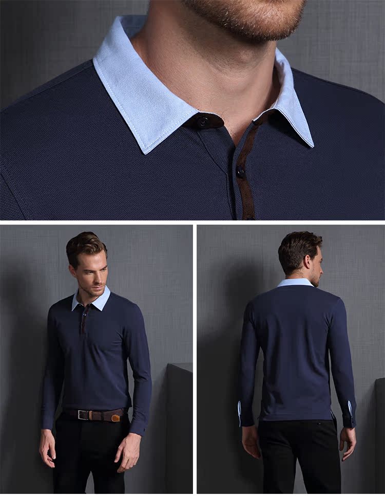 Áo sơ mi nam dài tay mùa thu nam sửa chữa áo thun cotton cơ thể nam khâu áo sơ mi polo áo khoác polo
