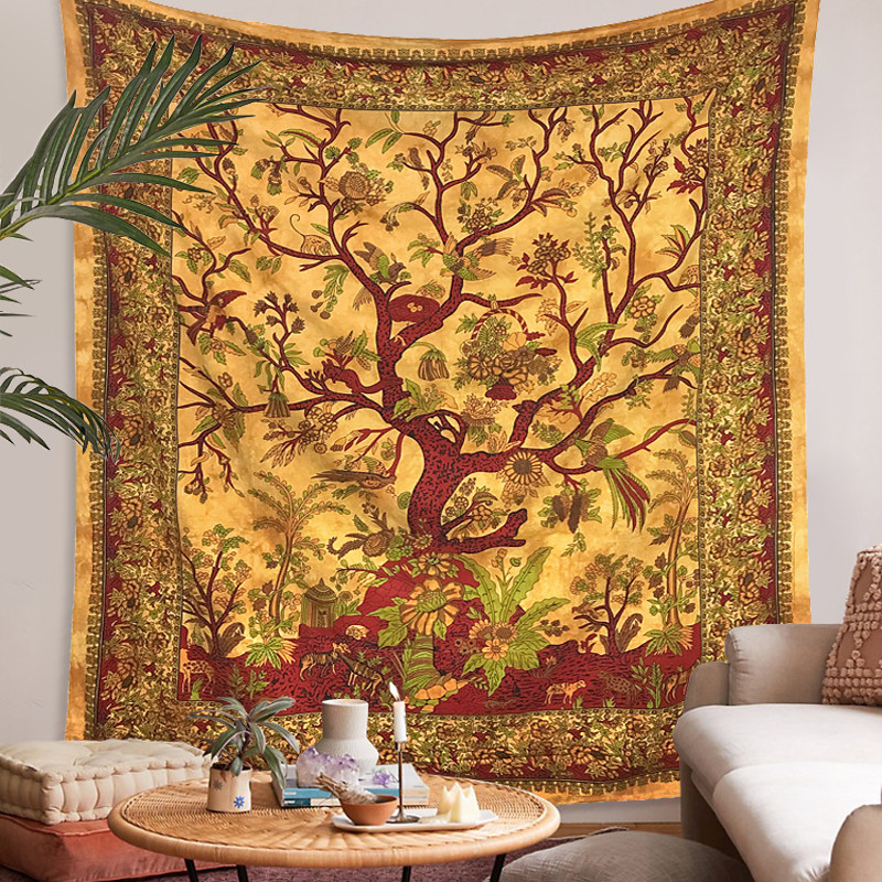 Indian imports pure cotton handmade hanging cloth life Tree Mandarins headboard Background ethnic wind Grand tapestry