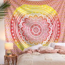  Phoenix art tapestry India imported handmade printing and dyeing Mandala Mandala hanging cloth-Gradient lotus