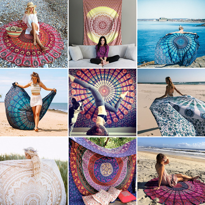 Indian mandala ethnic style mandala hanging cloth net red ins tapestry bedroom background beach towel tablecloth colorful