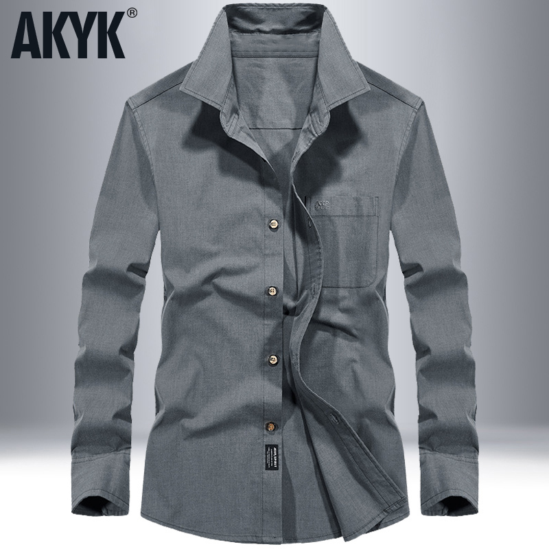 Spring and Autumn Oxford Shirt Men's Long-Sleeved Loose Large Size Pure Cotton Top Solid Color Men's Business Casual Shirt Men